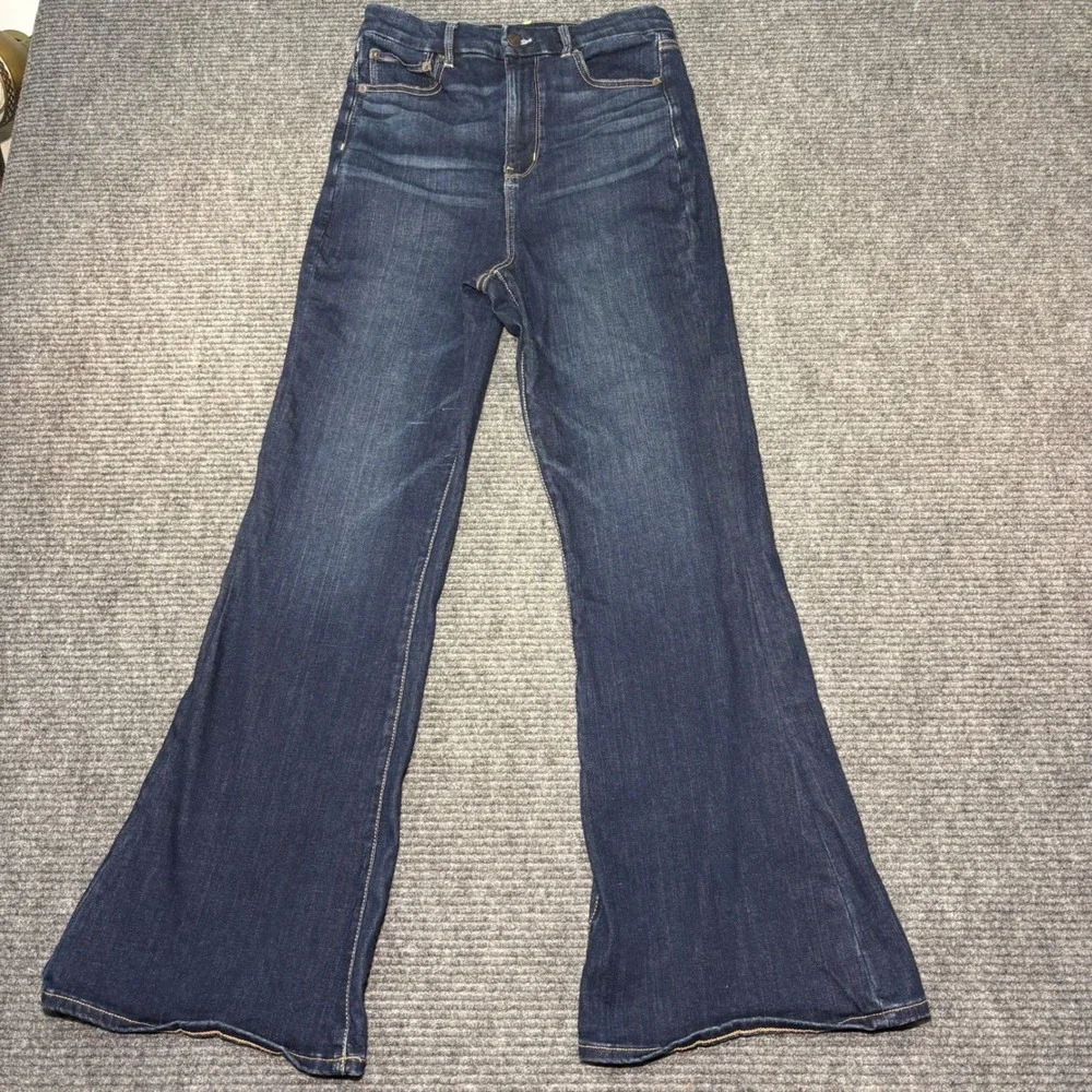 American Eagle Curvy Highest Rise Flare Jeans Dark Wash Denim Womens 10 Regular
